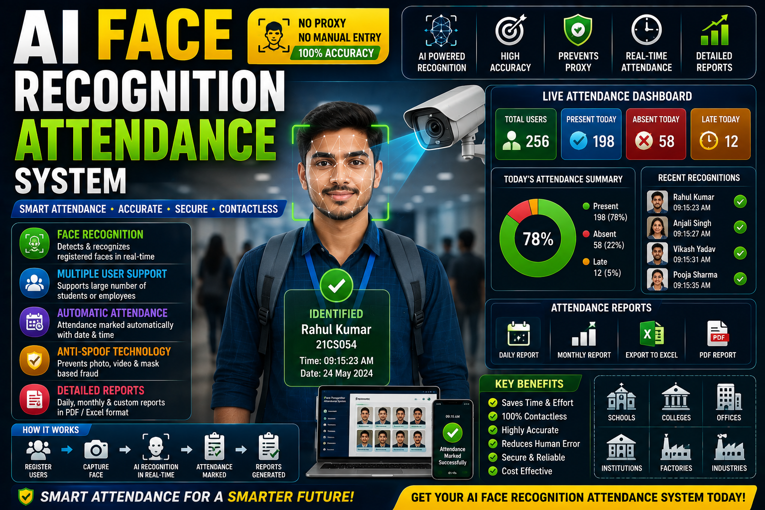 👤 AI Face Recognition Attendance System