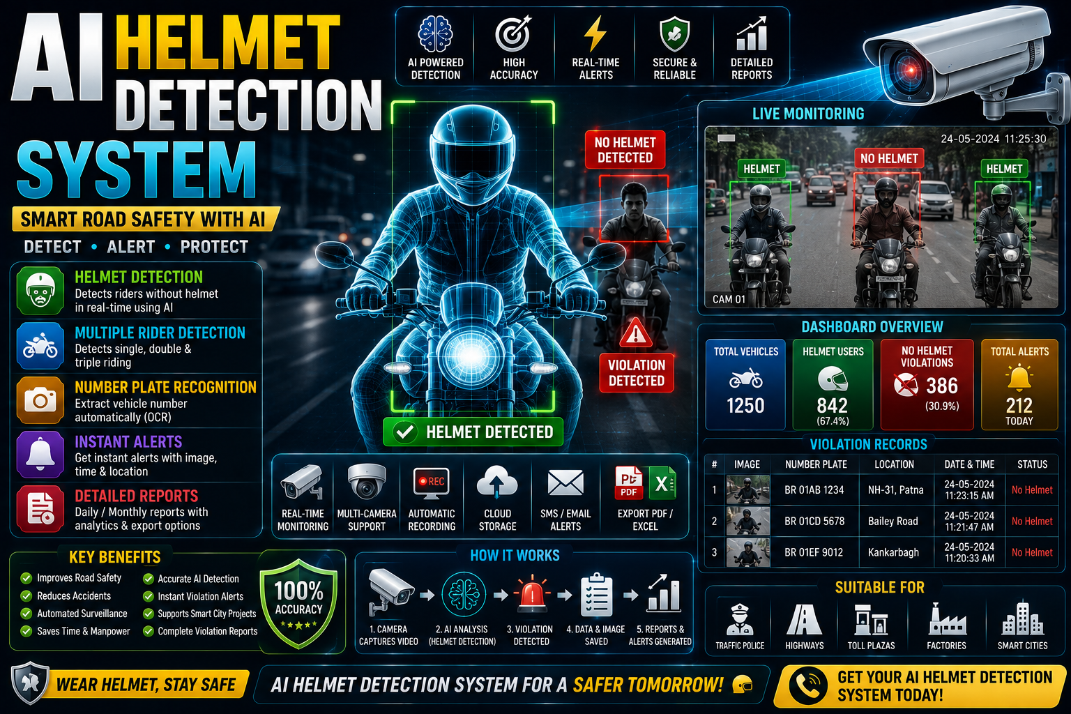 🪖 AI Helmet Detection System